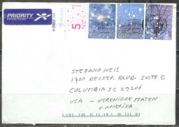 2007 Three 0,29E Space Stamps, To USA - Storia Postale