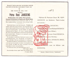 DP Petrus René Janssens 55j. ° Kieldrecht 1891 † 1946 X Joanna Xx Euphrasia Brijs // De Rop De Bock D'Hondt Selen - Andachtsbilder