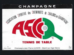 Etiquette Champagne ASCC Tennis De Table   J P Launois Mesnil Sur Oger Marne 51  "sport" - Champagner