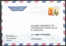 2002 1.30 Church Zurich (27.01.02) On Cover To Lithuania - Cartas & Documentos