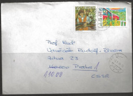 1990 - 35+15c Pro Juventute & 80c Rhaetian Railway  To Czechoslovakia - Lettres & Documents