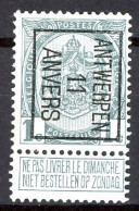 BE  PO 16  (*)    ---   ANTWERPEN   ---   1911 - Typos 1906-12 (Wappen)