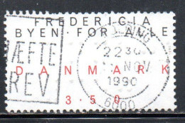 DANEMARK DANMARK DENMARK DANIMARCA 1990 FREDERICIA THE TOWN FOR EVERY BODY BYEN FOR ALLE 3.50k USED USATO OBLITERE' - Used Stamps
