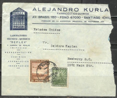 1950 Chile 3 Pesos Airmail Commercial Cover To USA - Chile