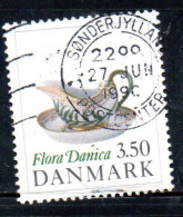 DANEMARK DANMARK DENMARK DANIMARCA 1990 PIECES FROM THE FLORA DANICA BANQUET SERVICE 3.50k USED USATO OBLITERE' - Gebruikt