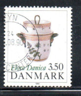 DANEMARK DANMARK DENMARK DANIMARCA 1990 PIECES FROM THE FLORA DANICA BANQUET SERVICE 3.50k USED USATO OBLITERE' - Gebraucht