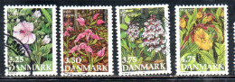 DANEMARK DANMARK DENMARK DANIMARCA 1990 FLORA ENDANGERED PLANT SPECIES COMPLETE SET SERIE USED USATO OBLITERE' - Gebraucht