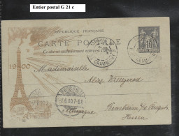 Entier Postal Commémoratif  Type Sage G21a - Standard Postcards & Stamped On Demand (before 1995)