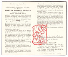 DP Palmyra Rosalia Seghers ° Vrasene Beveren Waas 1886 † Tielrode Temse 1958 X Pieter De Pauw // Jacques Van Acker David - Images Religieuses