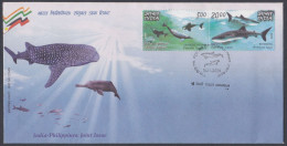 Inde India 2009 FDC Joint Issue With Philippines, Gangetic Dolphin, White Shark, Fish, Marine Life, First Day Cover - Sonstige & Ohne Zuordnung