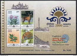 India - 2000 - Animals - Miniature Sheet Issued On Occasion Of  INDEPEX. - MNH. - Unused Stamps
