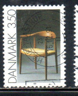 DANEMARK DANMARK DENMARK DANIMARCA 1991 DESIGNS CHAIR BY HANS WEGNER 3.50k USED USATO OBLITERE' - Used Stamps