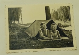Two Boys Are Lying In A Tent In The Forest-1938. - Anonymous Persons