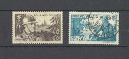 Yvert 451-452 - Pour Nos Soldats  - Lot De 2 Timbres Oblitérés - Altri & Non Classificati