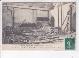 AY: Avril 1911, Intérieur De La Maison Deutz Geldermann, Incendiée Par L'émeute - Très Bon état - Ay En Champagne
