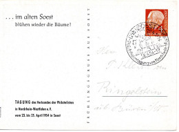 79042 - Bund - 1954 - 4Pfg Heuss I PGAAnsKte "Philatelistentagung" SoStpl SOEST - PHILATELISTENTAGUNG ... -> Ringelstein - Cartes Postales Privées - Oblitérées