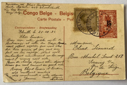 !!! CONGO, CPA DE 1925 AU DÉPART D'ELISABETHVILLE POUR LIÈGE VIA CAPE TOWN - Cartas & Documentos