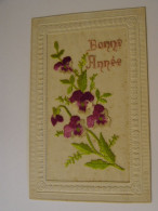 CARTE POSTALE BRODEE-BONNE ANNEE - Embroidered
