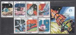 Vietnam 1988 - Space, Mi-Nr. 1950/56+Bl. 63, Used - Vietnam