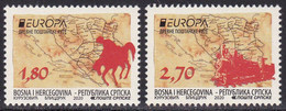Bosnia Serbia 2020 Europa CEPT Ancient Postal Routes Transportation Trains Railways Horses Fauna Animals Maps Set MNH - Bosnia Herzegovina