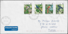 Seychelles 1996 Y&T 802 à 805 Sur Lettre. WWF, Oiseau Gobe-mouche Paradis Noir, Terpisphone Corvina - Storia Postale