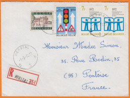 Lettre Recommandée De HERSTAL Belgique Avec 4 Timbres 1972 Pour 95 PONTOISE - Brieven En Documenten