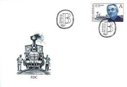 FDC 958 Czech Republic Jiri Bouda Anniversary 2018 Locomotive - Trains