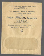 Céret, Enveloppe à Entête De La Maison Jacques Julia (ancienne Maison Raphaël Guitard) Fers, Quincaillerie Matériaux ... - Ceret