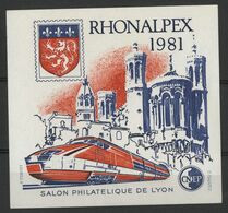 CNEP N° 2 RHONALPEX 1981 Neuf ** (MNH) Cote 10 € Salon Philatélique De Lyon Illustré Du TGV Et De Fourvière. TB - CNEP