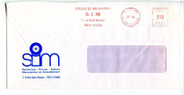 EMA Sur Lettre SIM Roue Roulette Galets Paris, Lettre De 1984 - EMA (Empreintes Machines à Affranchir)