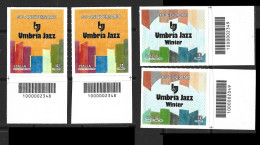 ● ITALIA 2023 ֍  Umbria Jazz ● Festival Estivo E Invernale ● 2 + 2 Valori Con Codice A Barre ● Adesivi  ● - Códigos De Barras