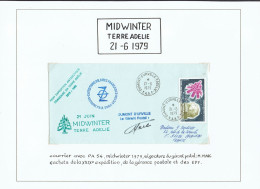 29e Expedition - 1 LS MIDWINTER Terre Adélie 21/6/79 Signature Du Gérant Postal MARC - Covers & Documents