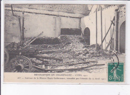 AY: Intérieur De La Maison Deutz Geldermann, Incendiée Par L'émeute Du 12 Avril 1911 - Très Bon état - Ay En Champagne