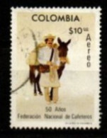 COLOMBIE   -     âne  Transporteur De Café  ,oblitéré . - Burros Y Asnos