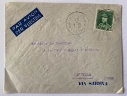 !!! BELGIQUE, PLI AÉRIEN  DE 1936 VIA SABENA DE BRUXELLES POUR E'VILLE (CONGO BELGE). - Cartas & Documentos
