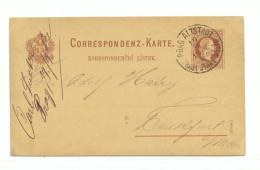 G/20  Korrespondenzkarte Von Prag Altstadt Nach Frankfurt/M., Karteninschrift Und Stempel Zwei- Sprachig (1882) - Postcards