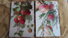 2 CPA FANTAISIE FRUITS PECHE FRAISE RAPHAEL TUCK SERIE 612 ? - Other & Unclassified
