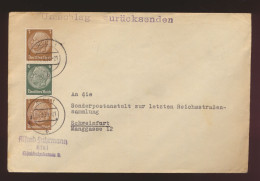 Deutsches Reich Zusammendruck Brief EF S 152 Hindenburg Kiel Schweinfurt Im - Se-Tenant