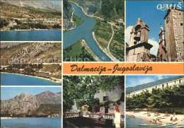 72232383 Dalmacija Omis Kirche Strand Fliegeraufnahme Croatia - Kroatien