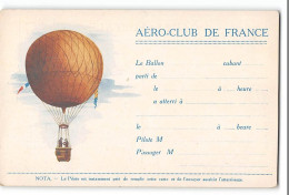 CPA Carte De Trajet De L' Aéro Club De France - Fesselballons