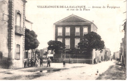 FR66 VILLELONGUE DE LA SALANQUE - Moliner - Avenue De Perpignan Et Rue De La Place - Animée - Belle - Autres & Non Classés