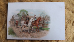 CPA FANTAISIE DESSIN ILLUSTRATION CHEVAL CHEVAUX 2 MARQUIS CAVALIERS GRILLE - Horses