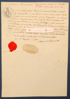 ● Acte 1814 Pierre Bruno Emmanuel ESTIEVRE De TREMAUVILLE - Son épouse De GRIEU - Cachet Cire Rouge  - Calvados - Autres & Non Classés