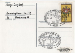 Germany Deutschland 1977 Briemarkenwerbeschau Der Erste Schritt, Dortmund, Space Shuttle Cosmos Rocket - Postales - Usados