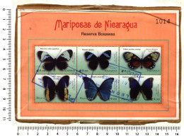 Bloc Oblitéré 6 Timbres - "MARIPOSAS DE NICARAGUA - Reserva Bosawas" - Sur Papier - 006 - Nicaragua