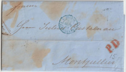 1861 - LETTRE FRANCO ! De ST PETERSBOURG (RUSSIE) ! - ENTREE PRUSSE 3 VALENCIENNES ! => MONTPELLIER - Briefe U. Dokumente