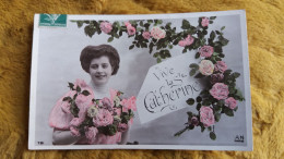 CPA FANTAISIE FEMME VIVE SAINTE CATHERINE  BOUQUET DE FLEURS ROSES AN PARIS 781 - Saint-Catherine's Day