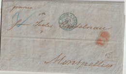 1861 - LETTRE FRANCO ! De ST PETERSBOURG (RUSSIE) ! - ENTREE PRUSSE 3 VALENCIENNES ! => MONTPELLIER - Marques D'entrées