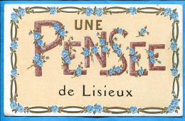 Jolie CPA * Une PENSÉE De LISIEUX ( Fleurs Bleues Et Rehauts Dorés ) Edition G.P. Paris Ancre Marine - Lisieux