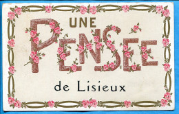 Jolie CPA * Une PENSÉE De LISIEUX ( Fleurs Roses Et Rehauts Dorés ) Edition G.P. Paris Ancre Marine - Lisieux